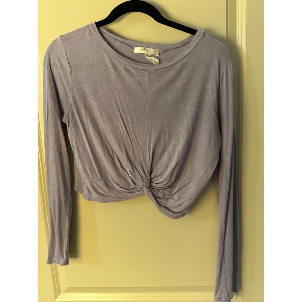 Gaze Purple Thin Longsleeve Knot Top Women'x Sz Medium